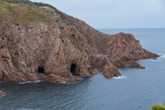 Caves and rock formations on surf side of Cape Woolamai
