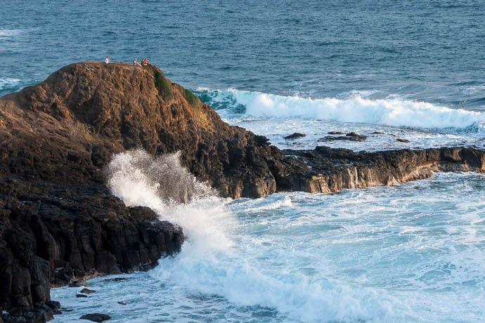 Waves crashing up on to rocks at the Flinders Blowhole